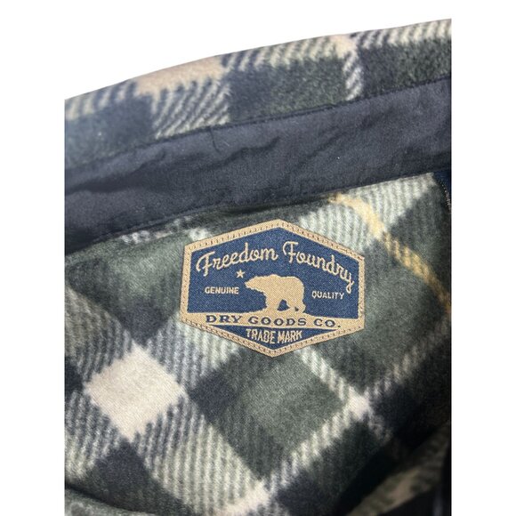 Freedom Foundry Fleece Shirt Mens L Plaid Green & Beige Long‎ Sleeve - Picture 5 of 9